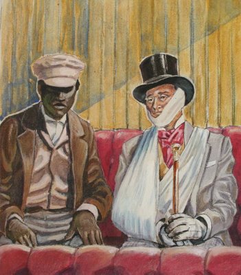 Ellen (disguised as a disabled gentleman traveler) and William (as her slave)