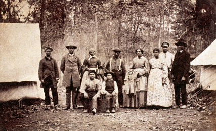 A group of freed slaves who worked as laborers and servants with the 13th Massachusetts Infantry Regiment in the Civil War. (Corbis)