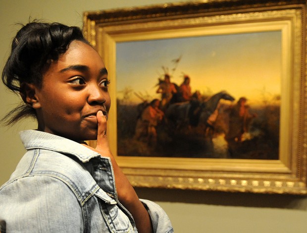 Brittany Woods Middle School student Chanda Perry tours the St. Louis Art Museum as part of an educational program sponsored by the Anti-Defamation League and the St. Louis Art Museum. The program examines appearance, discrimination, prejudice and the ever-changing concept of beauty as seen through art at the museum. Photo by Sid Hastings