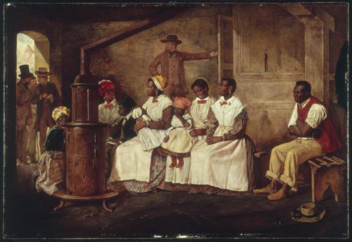 Slaves Waiting for Sale: Richmond, Virginia, 1861. Oil on canvas, by Eyre Crowe. Collection of Teresa Heinz.
