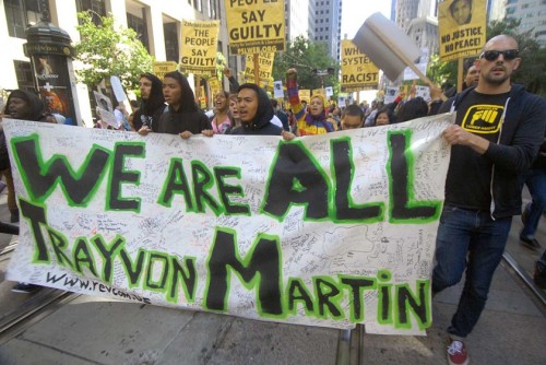 Protesting the Zimmerman verdict in San Francisco CA