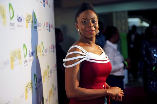 Chimamanda Ngozi Adichie at the premiere of the film "Half of a Yellow Sun," based on her novel, in Lagos, Nigeria.