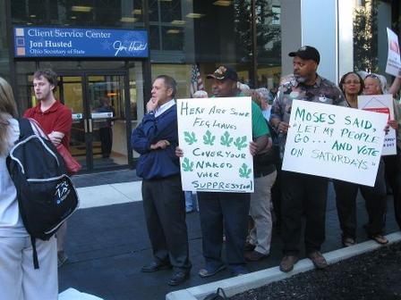 A protest against voter suppression in Ohio.