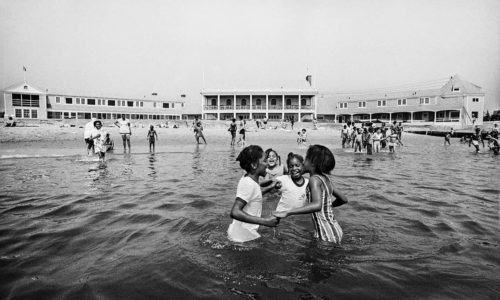 Children from Hartford, Connecticut, stage a ‘wade-in’ at a private beach in the town of Madison, Connecticut, to protest exclusionary policies that had rendered nearly all of the state’s shoreline inaccessible to the general public. Photograph: Bob Adelman 