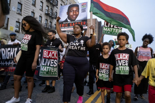 protesters march