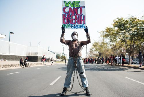 South African party EFF protests in solidarity with Black Lives Matter Movement in Sandton EFF protest