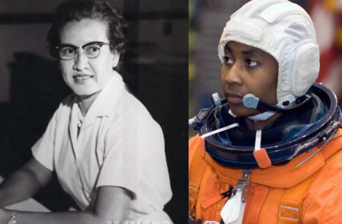 NASA research mathematician Katherine Johnson, left, in 1962, and Artemis astronaut Stephanie Wilson in 2007. [Courtesy: NASA]