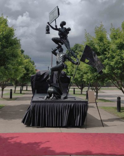 The Blank Slate Monument shows a mother and child being supported by a Union soldier and an enslaved person. (Credit: Motherland Media)