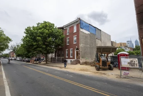 Demolished properties and construction work on Philadelphia's Christian Street in May 2021. (JOSE F. MORENO)