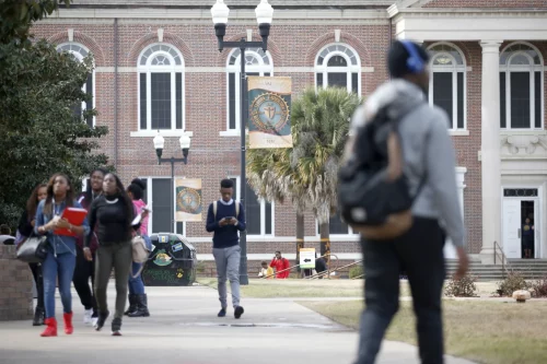 Students walk on the Florida A&amp;M campus, in Tallahassee, in May 2020. (Joe Rondone / Democrat via USA Today Network)