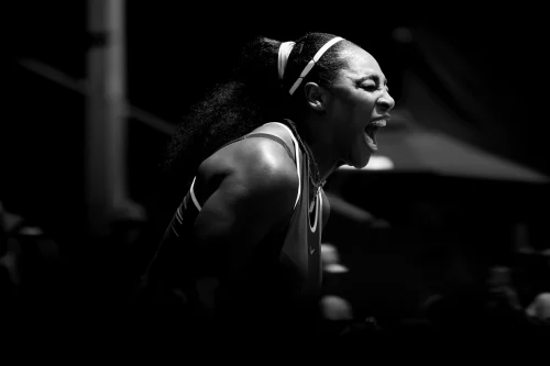 Serena Williams celebrates at the 2020 Women's ASB Classic in Auckland, New Zealand. (Hannah Peters / Getty Images)