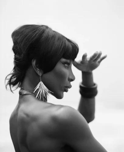 Michaela Coel looks to the distance in this black-and-white photo (Malick Bodian)