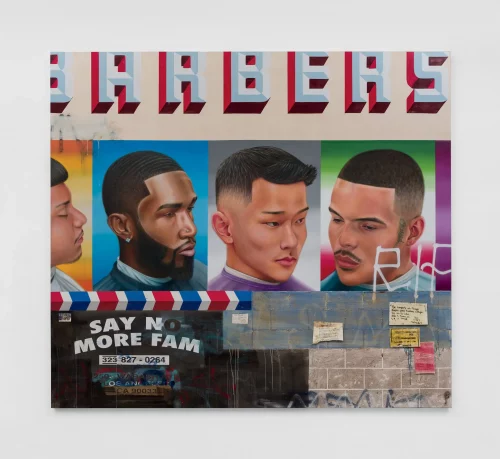 A painting by the LA-based artist Gonzalez, whose first solo show focused on the multiracial, multicultural visual legacy of his home city. (Ed Mumford. Courtesy of the artist and Matthew Brown, Los Angeles)