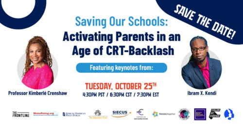 Women's March and MomsRising sponsor a teach-in about CRT featuring keynote speakers Kimberlé Crenshaw and Ibram X. Kendi.