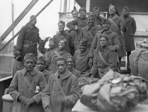 The arrival of the 369th Black infantry regiment in New York after World War I. (Getty)