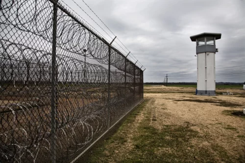 A guard tower at Louisiana State Penitentiary, also known as Angola. (Kathrin Harms / Redux)