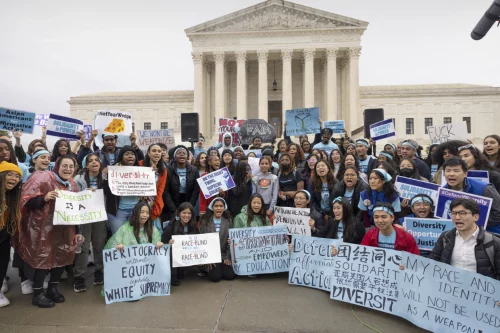 A rally outside the Supreme Court in support of affirmative action on Oct. 31 2022. (Allison Shelley)