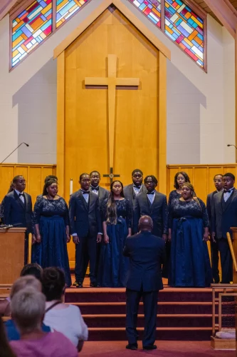 Founded in 1871 to raise money for their struggling college, the Fisk Jubilee Singers soon became a musical sensation. The current ensemble, here performing at a church in Nashville last June, carries on the legacy.  (Lynsey Weatherspoon)