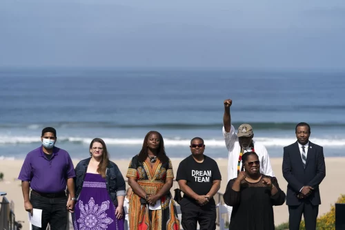 Descendants of the original owners of Bruce's Beach on the land