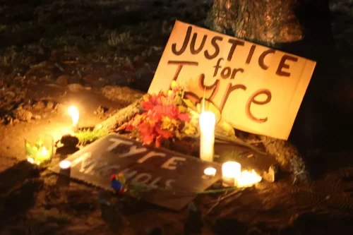 People attend a candlelight vigil in memory of Tyre Nichols at the Tobey Skate Park on Jan. 26, in Memphis, Tennessee. (Scott Olson / Getty Images)