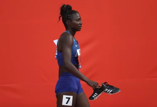 Tori Bowie at the AAF World Athletics Championships Doha 2019 at Khalifa International Stadium on Sept. 28, 2019 in Doha, Qatar. (Patrick Smith/Getty Images)