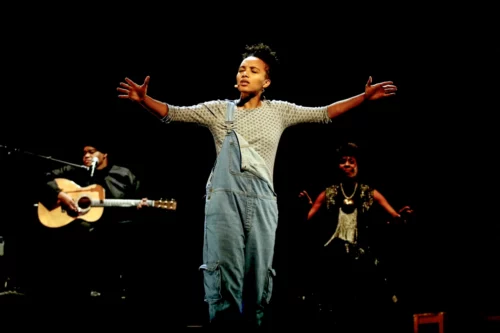 Marie Tatti Aqeel as Lauren Olamina "Octavia E. Butler’s Parable of the Sower," brought to the stage by Toshi Reagon and Bernice Johnson Reagon. (Ehud Lazin / Courtesy of The Lincoln Center)