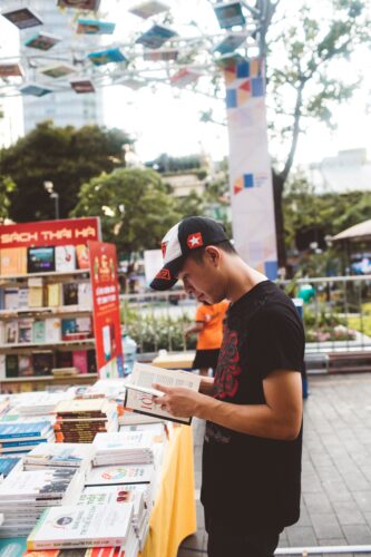 Man at a book fair