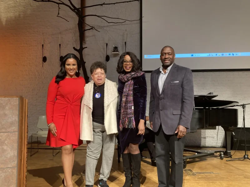 Jessica Faith (left), Ernestine "Tina" Wyatt, Dr. Edda Fields-Black and Lieutenant General (Retired) Scott Dingle educate the community during a program to honor Harriet Tubman program at Westminster Presbyterian Church in Washington, D.C.