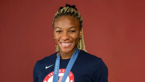 Olympian Ariana Ramsey of Team United States poses on the "Today Show" set on July 31, 2024, in Paris, France. (Photo by Kristy Sparow/Getty Images)