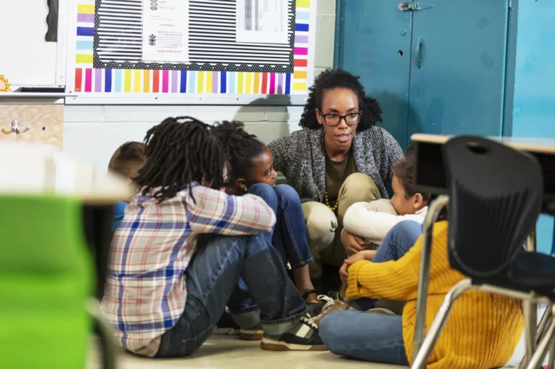 Black students in a classroom