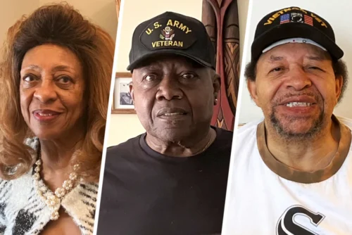 Evanston, Ill., residents Cherylette Hilton, Ron Butler and Kenneth Wideman each received payments under the city's reparations program. (Michela Moscufo for NBC News)