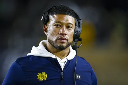 Notre Dame coach Marcus Freeman, in November, in South Bend, Ind. (Quinn Harris / Getty Images)