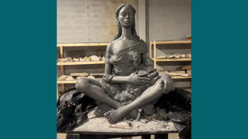 The artist shared an image of a statue he's working on as a tribute to single motherhood