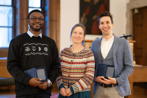 (Left to right) Stanley Jachike Onyemechalu, Dr Tamsin O'Connell and Dr Nik Petek-Sargeant (Cambridge Chronicles)