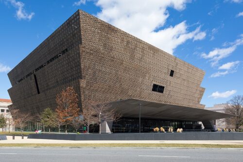 The exterior of the National Museum of African American History and Culture in Washington, D.C. (Frank Schulenburg, CC BY-SA 4.0, via Wikimedia Commons)