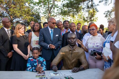 George Floyd's family were among those present when a statue dedicated to Floyd was unveiled in his hometown of Houston (HC Precinct1, CC BY-SA 4.0, via Wikimedia Commons)