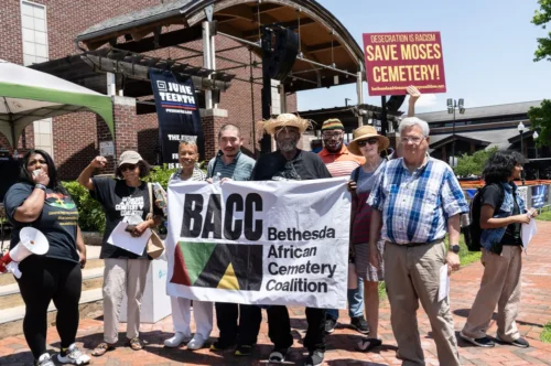 BoycottMoCoJuneteenth-82-1-1 The Bethesda African Cemetery Coalition is fighting to preserve a burial ground for enslaved people (Gail Rebhan)
