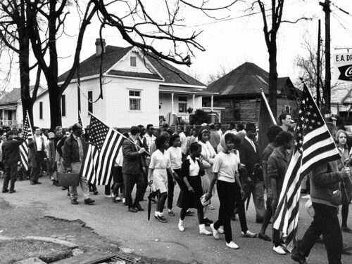 A march from Selma to Montgomery, Al in 1965 that passes in front of the Jackson Home (Library of Congress)