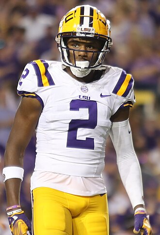 Kyren Lacy in football uniform at a game